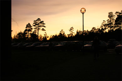 solnedgang ved Riøsrhallen